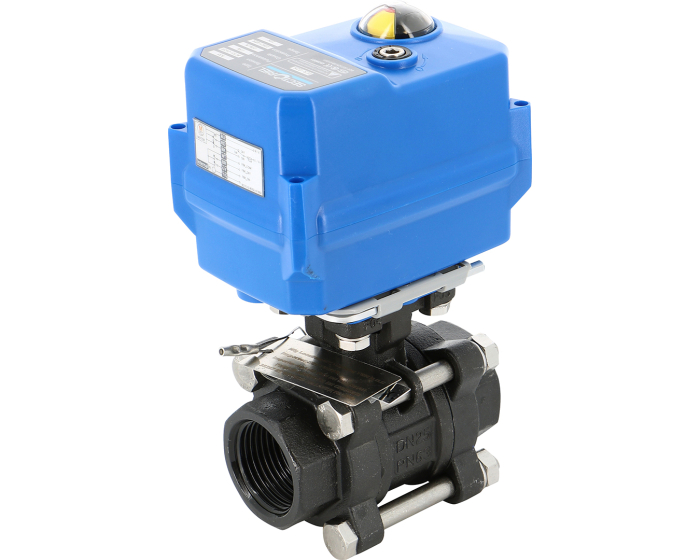 3 piece carbon steel ball valve 737-8-9XS + TCR electric actuator